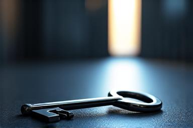 A key unlocking a secure, futuristic gate, symbolizing early access