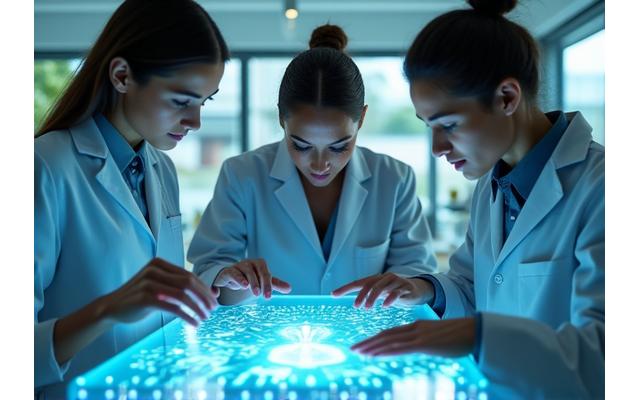 Diverse team of wellness experts (nutritionist, trainer, doctor) collaborating, showcasing the blend of AI and human touch at Veridian Life.