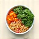 Illustrative icon of a balanced diet with fruits, vegetables, and grains, symbolizing nutrition optimization.